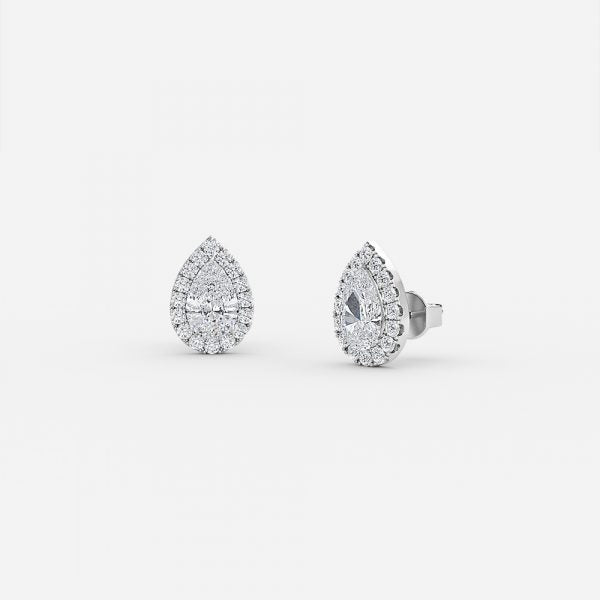 Pear Moissanite Halo Earrings