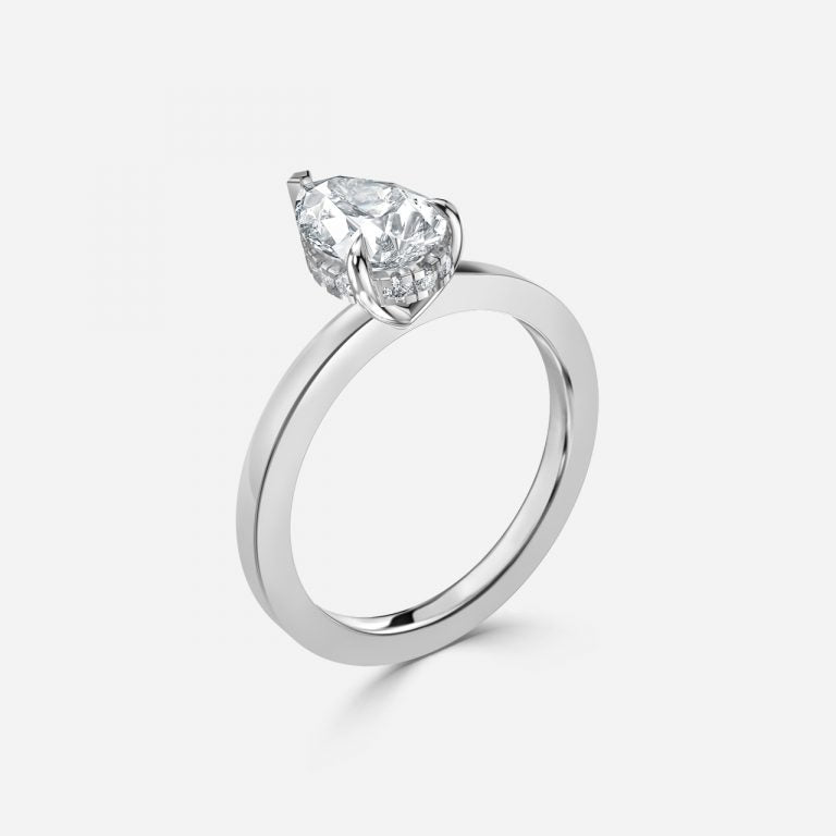 Edeline Pear Hidden Halo Moissanite Engagement Ring