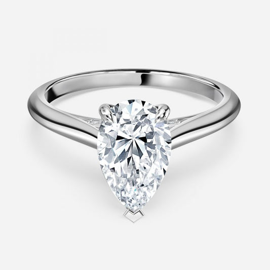 Saffron Pear Solitaire Moissanite Engagement Ring