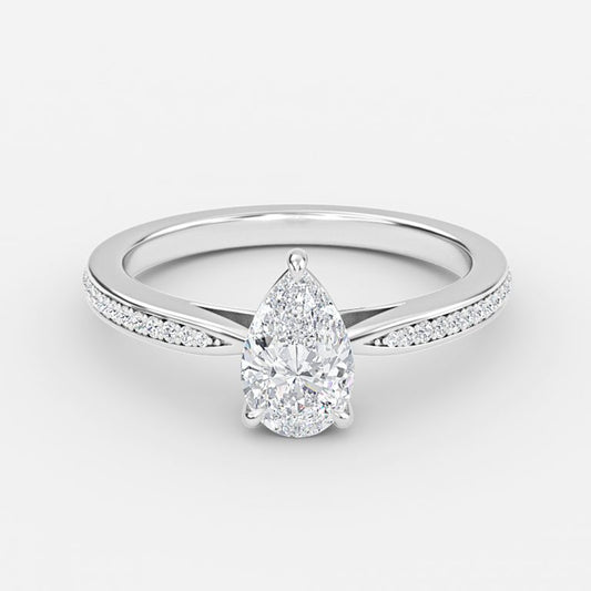 Isolde Pear Diamond Band Moissanite Engagement Ring