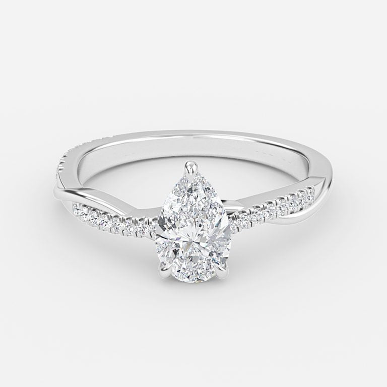 Tatiana Pear Diamond Band Moissanite Engagement Ring