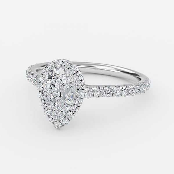 Joliette Pear Halo Moissanite Engagement Ring