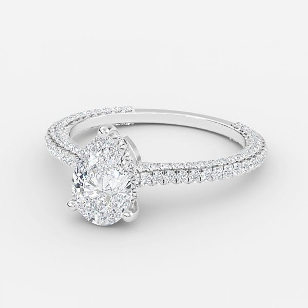 Kalaya Pear Hidden Halo Moissanite Engagement Ring