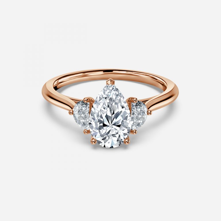 Kiara Pear Three Stone Moissanite Engagement Ring