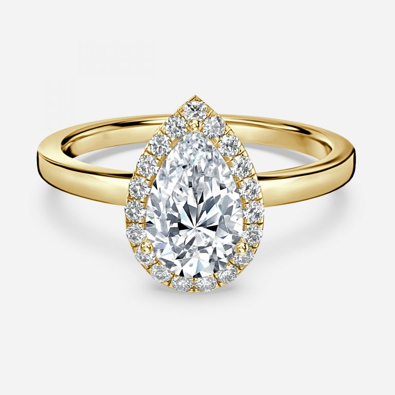 Katya Pear Halo Moissanite Engagement Ring