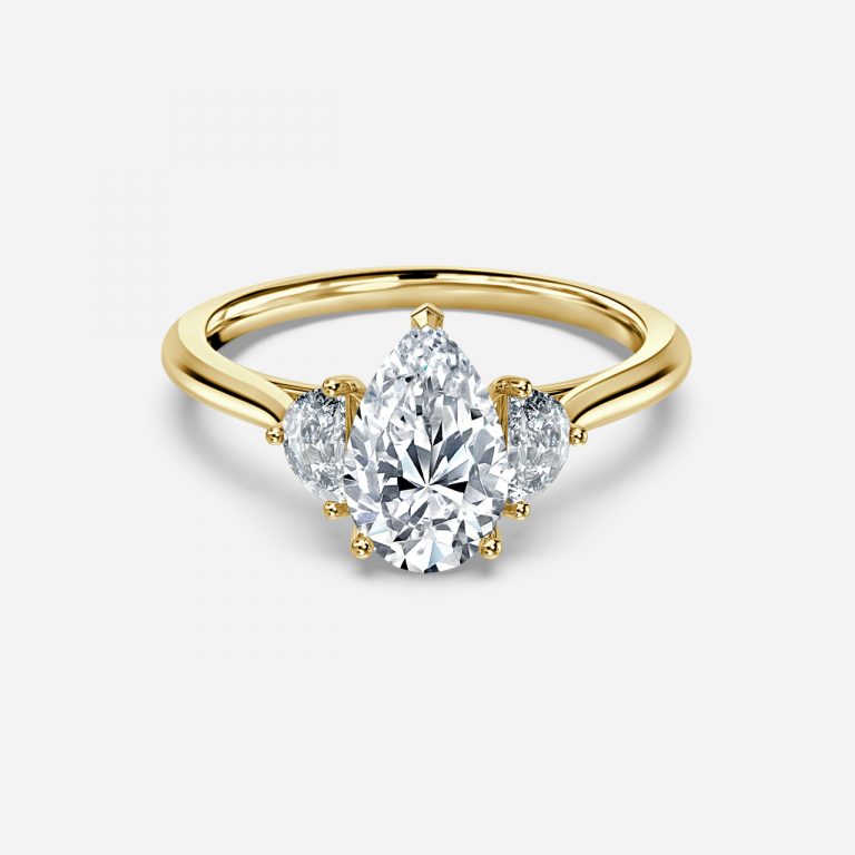 Kiara Pear Three Stone Moissanite Engagement Ring