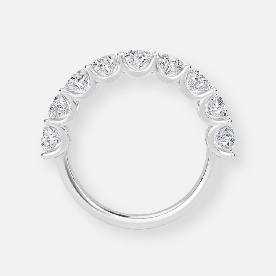 9 Stone Pear Moissanite Anniversary Band