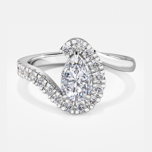 Noelle Pear Halo Moissanite Engagement Ring