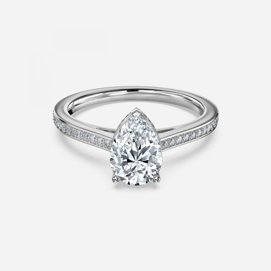 Inez Pear Hidden Halo Moissanite Engagement Ring