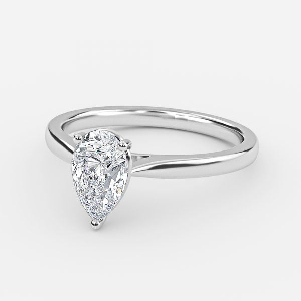 Simone Plain Pear Solitaire Moissanite Engagement Ring