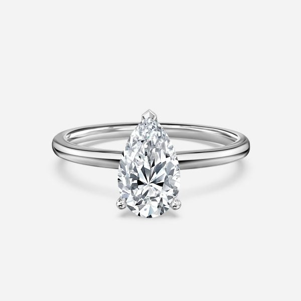 Alouette Pear Diamond Solitaire Moissanite Engagement Ring