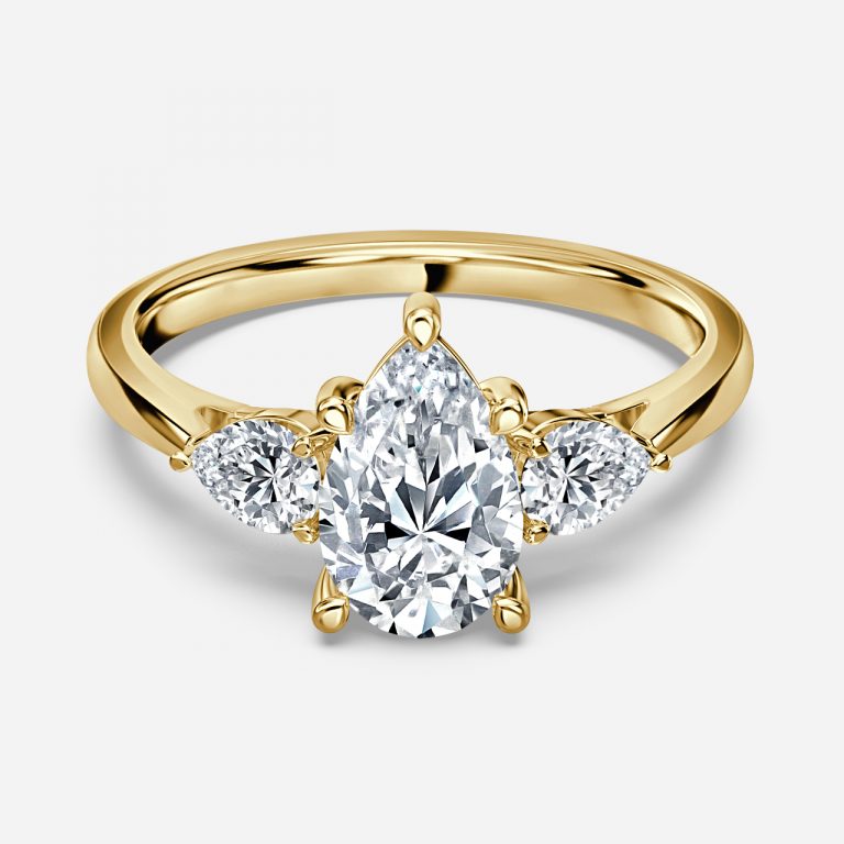 Melati Pear Three Stone Moissanite Engagement Ring