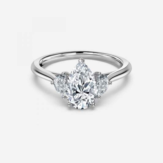 Kiara Pear Three Stone Moissanite Engagement Ring