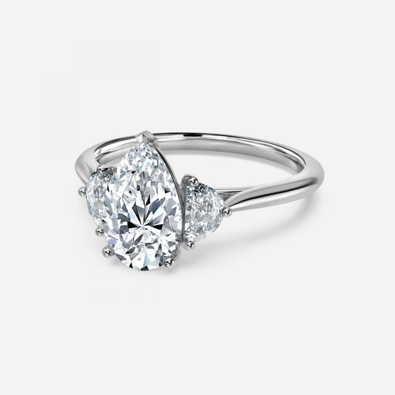 Kiara Pear Three Stone Moissanite Engagement Ring