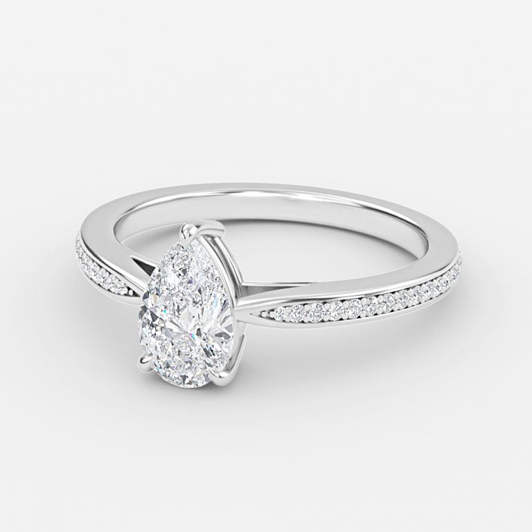 Isolde Pear Diamond Band Moissanite Engagement Ring