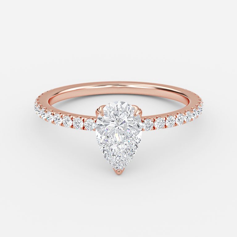 Tamara Pear Diamond Band Moissanite Engagement Ring