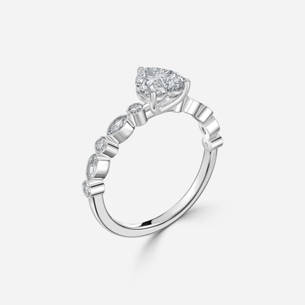 Pailin Heart Unique Diamond Band Moissanite Engagement Ring