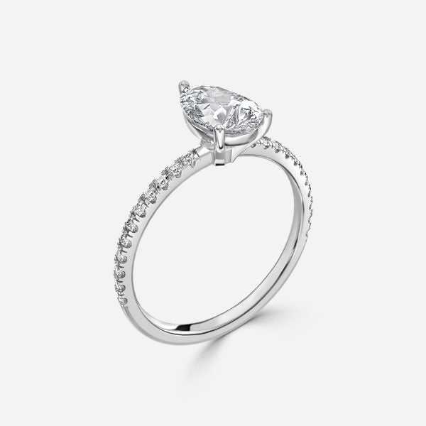 Maeve Pear Diamond Band Moissanite Engagement Ring