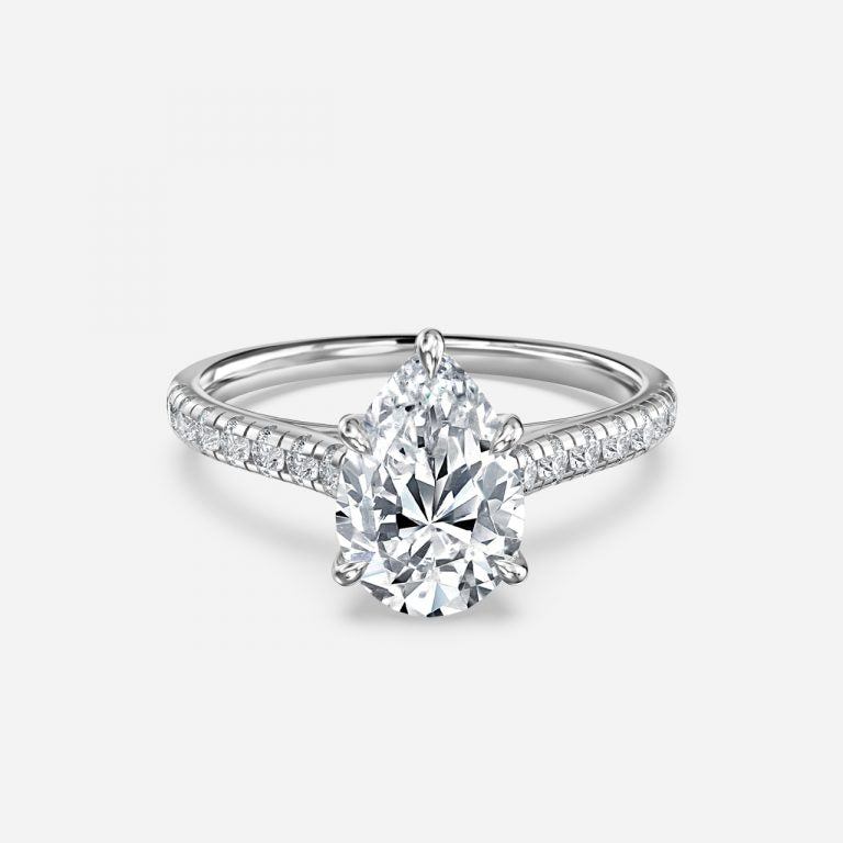 Clio Pear Diamond Band Moissanite Engagement Ring