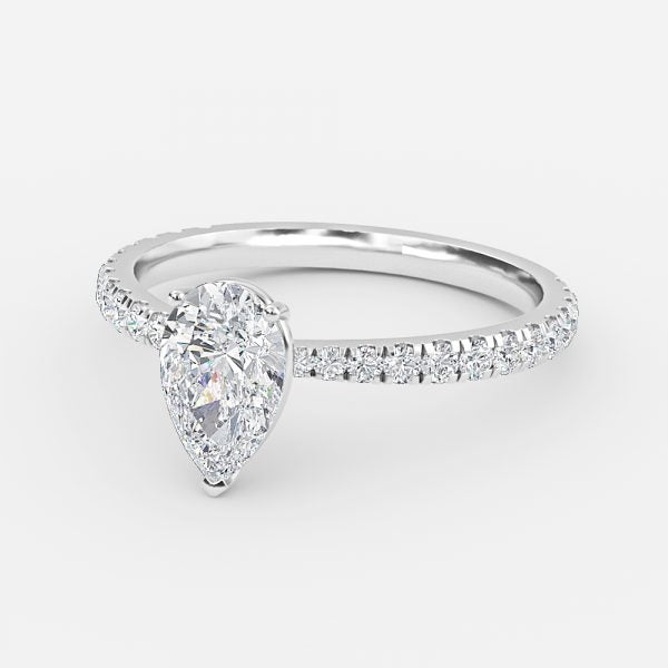 Eira Pear Diamond Band Moissanite Engagement Ring