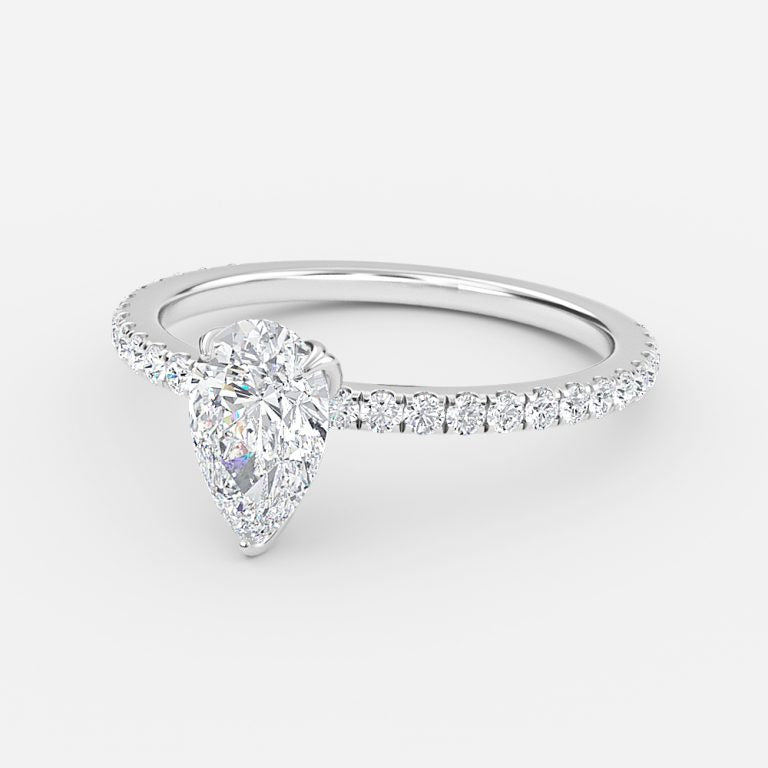 Tamara Pear Diamond Band Moissanite Engagement Ring