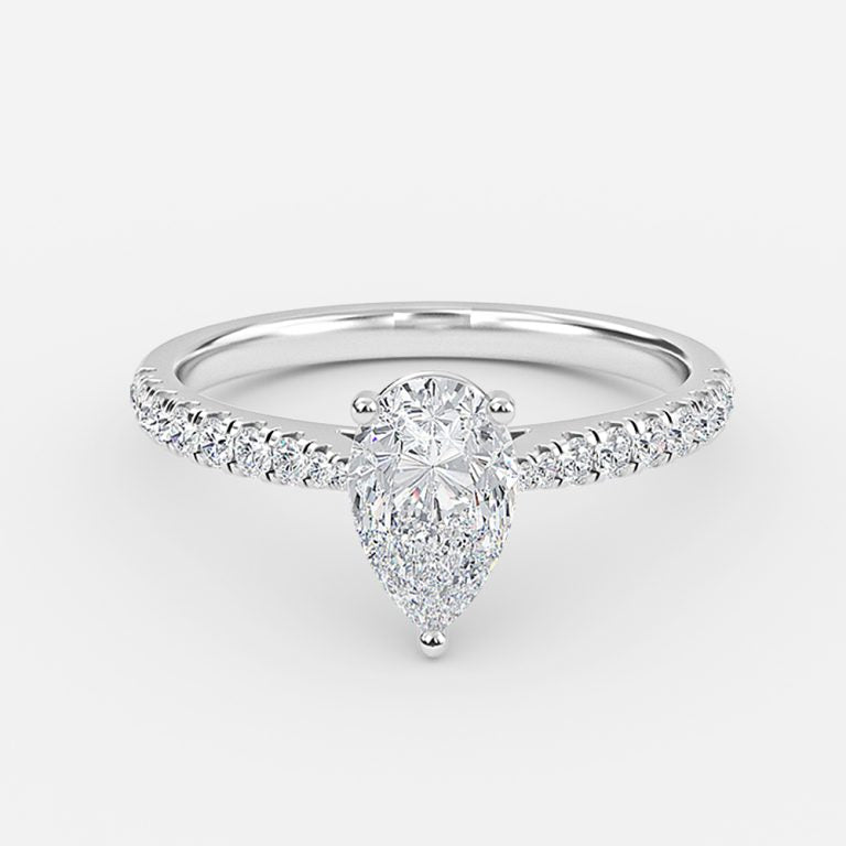 Bellamy Pear Diamond Band Moissanite Engagement Ring