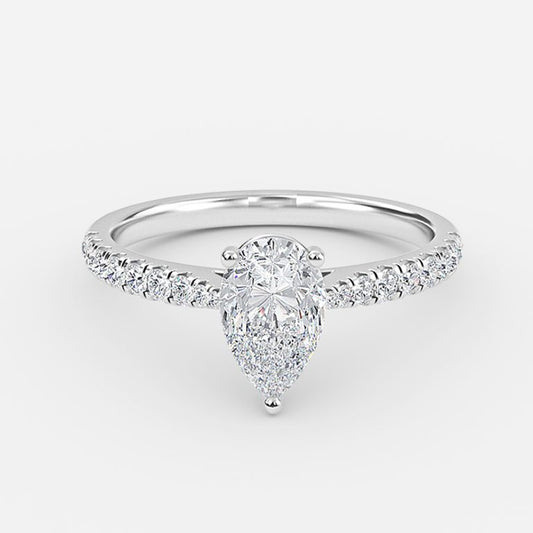 Bellamy Pear Diamond Band Moissanite Engagement Ring