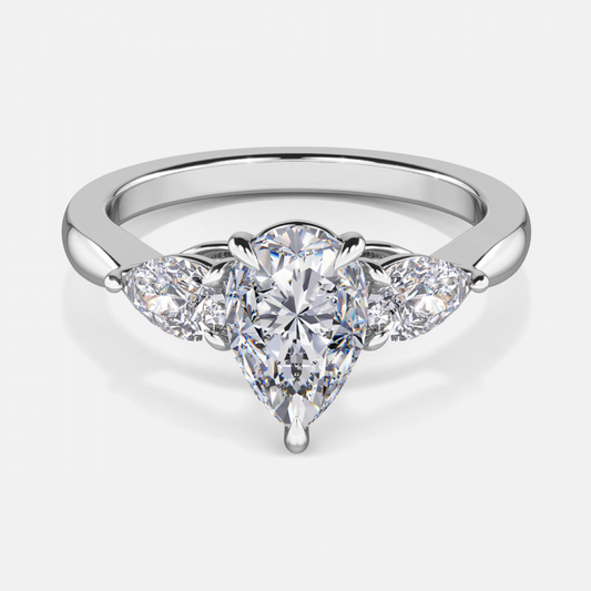 Thalassa Pear Three Stone Moissanite Engagement Ring