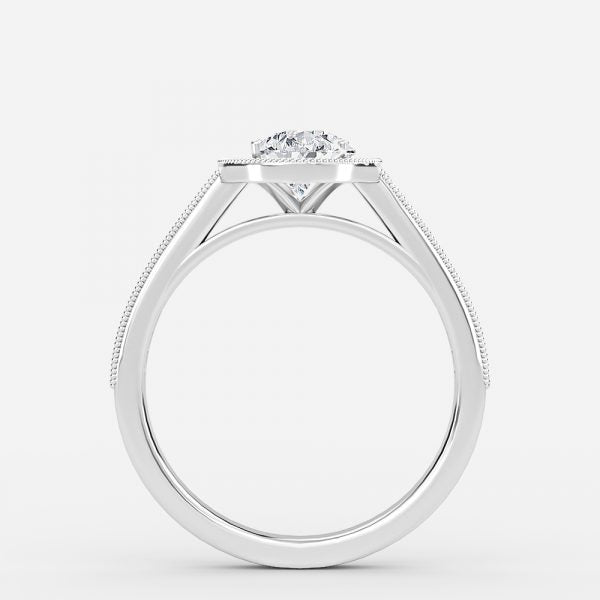 Haven Pear Halo Moissanite Engagement Ring