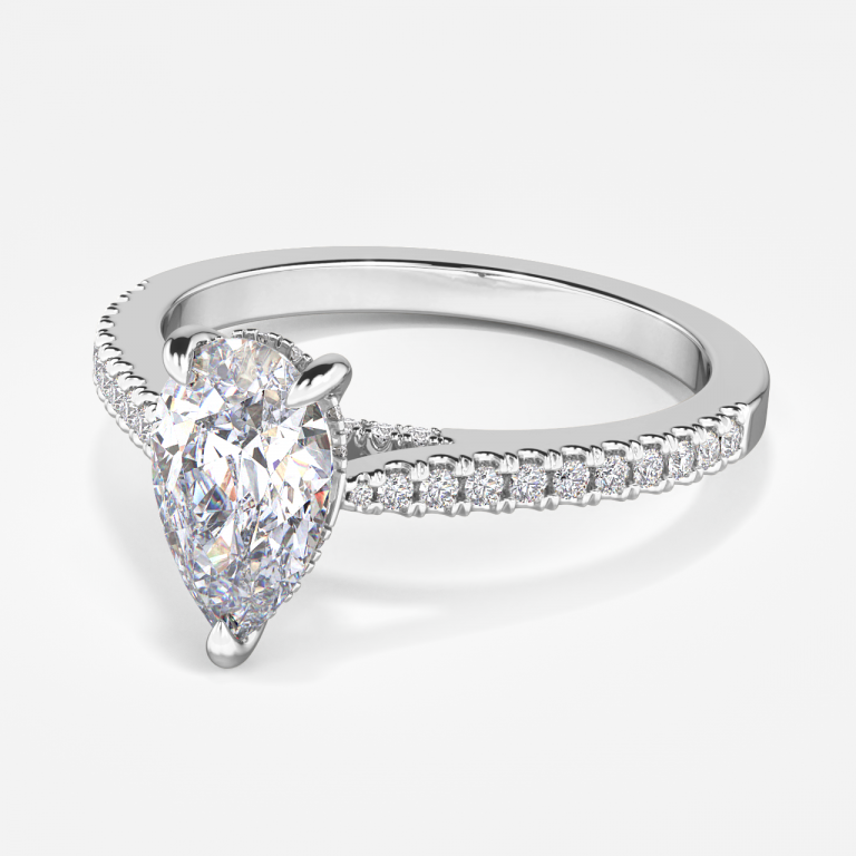 Yvette Pear Hidden Halo Moissanite Engagement Ring