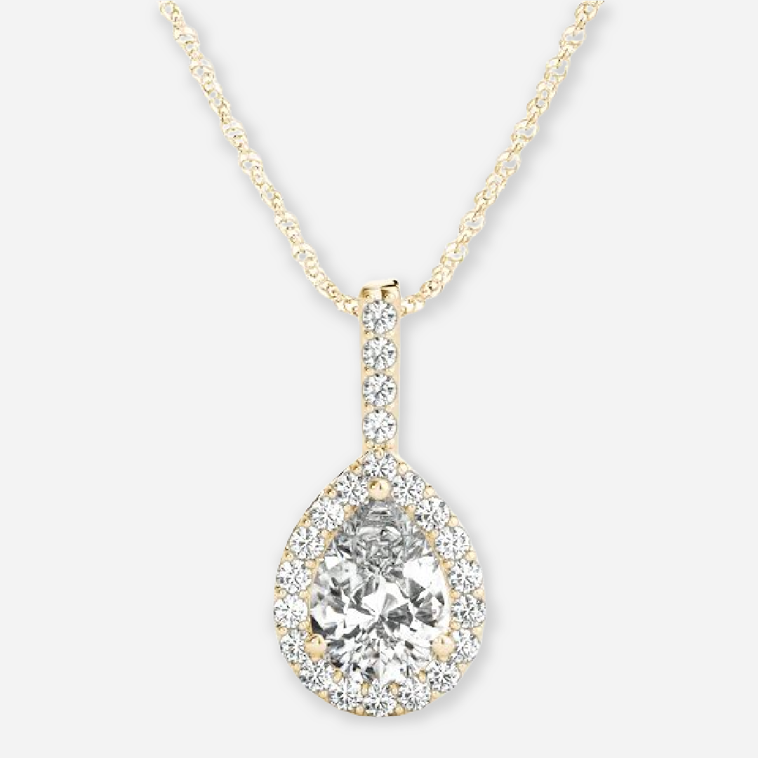 Pear Moissanite Halo Pendant