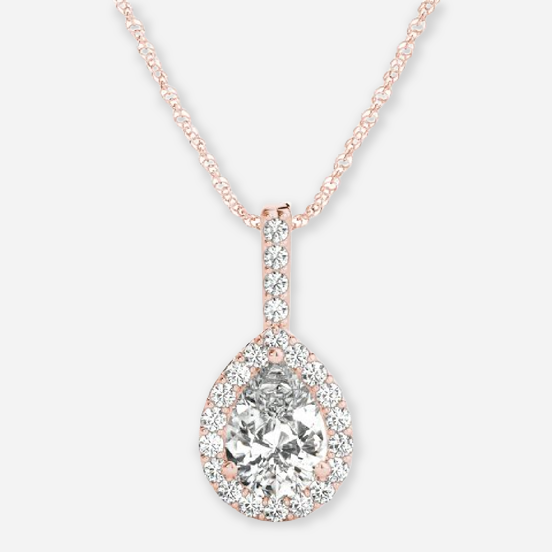 Pear Moissanite Halo Pendant