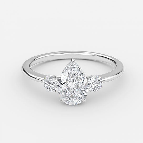 Kaori Pear Three Stone Moissanite Engagement Ring