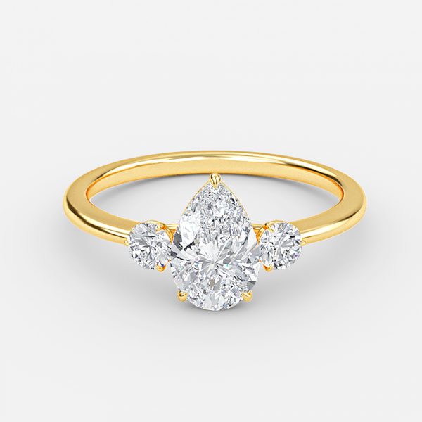 Kaori Pear Three Stone Moissanite Engagement Ring