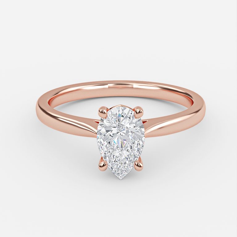 Peony Pear Solitaire Moissanite Engagement Ring