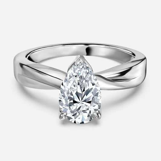 Yvette Pear Hidden Halo Moissanite Engagement Ring