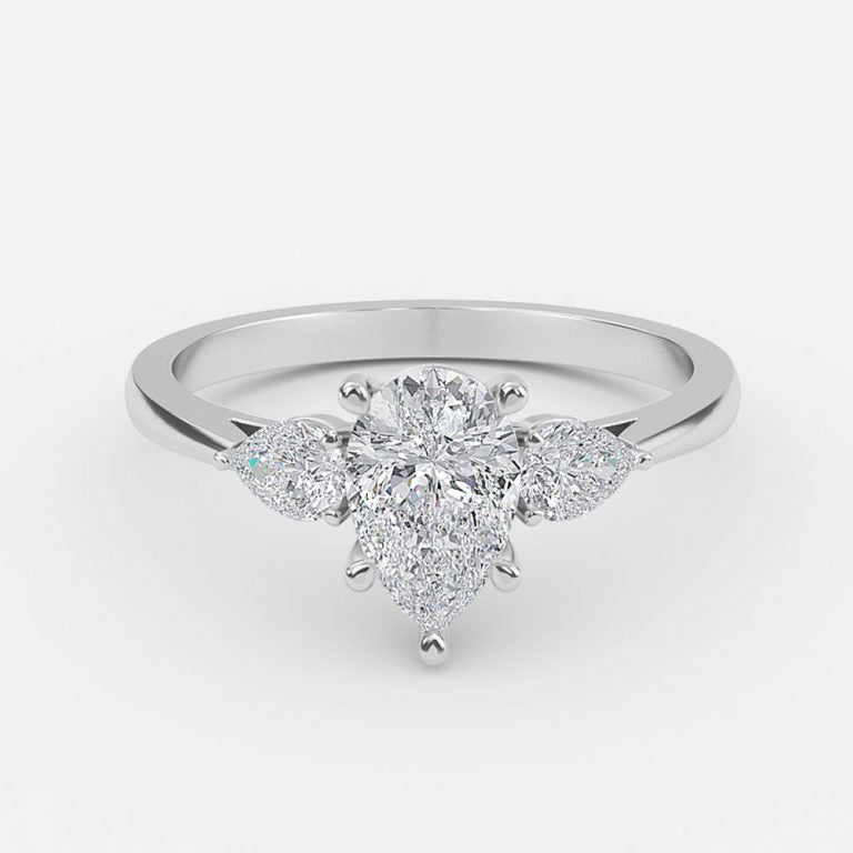 Mirabella Pear Three Stone Moissanite Engagement Ring