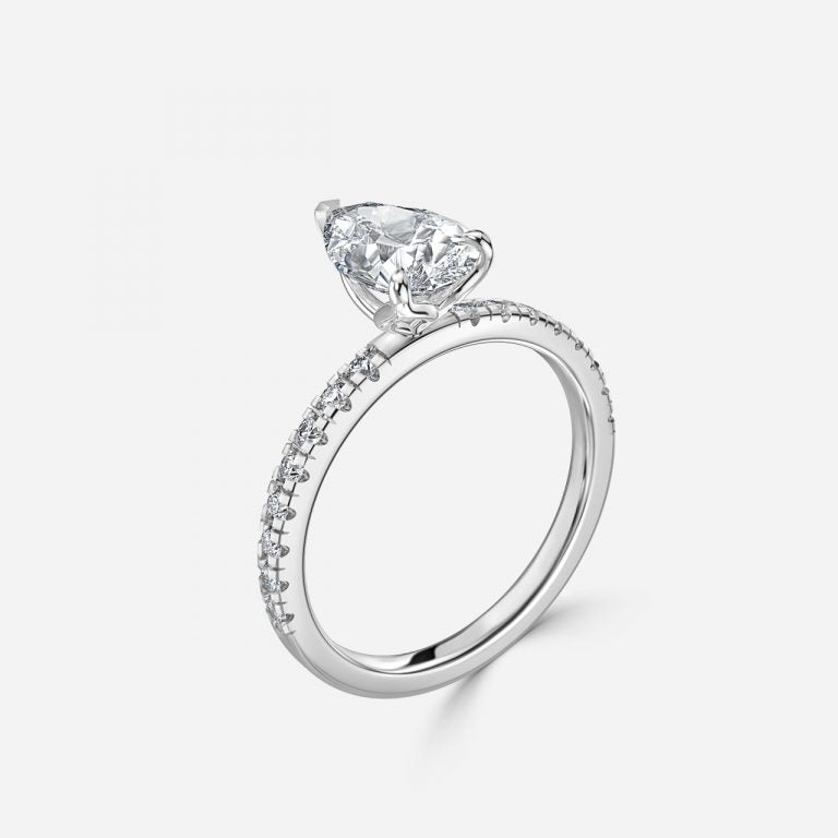 Tamara Pear Diamond Band Moissanite Engagement Ring