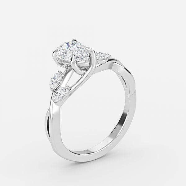 Calista Pear Unique Moissanite Engagement Ring