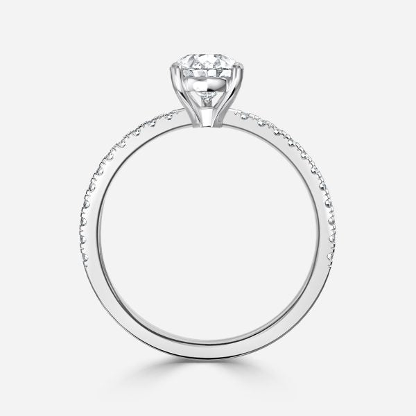 Maeve Pear Diamond Band Moissanite Engagement Ring