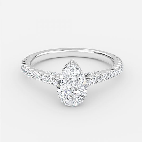 Devi Pear Hidden Halo Moissanite Engagement Ring