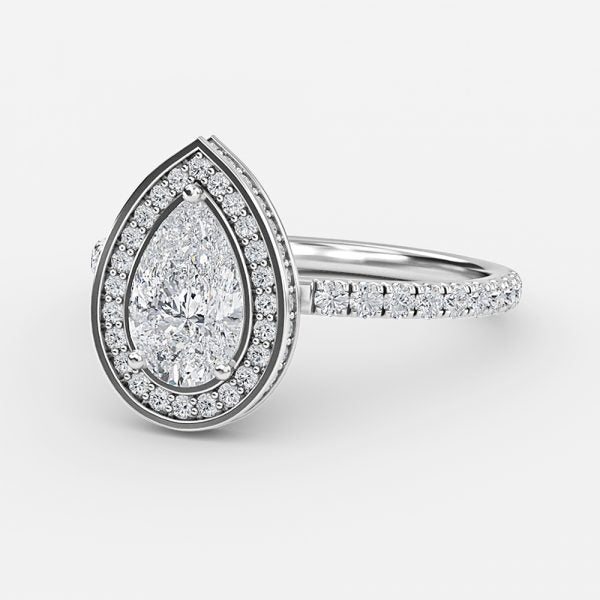 Kassia Pear Halo Moissanite Engagement Ring