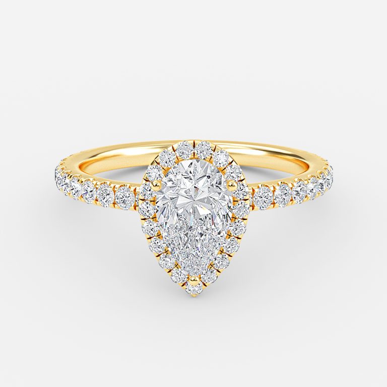 Lucia Pear Halo Moissanite Engagement Ring