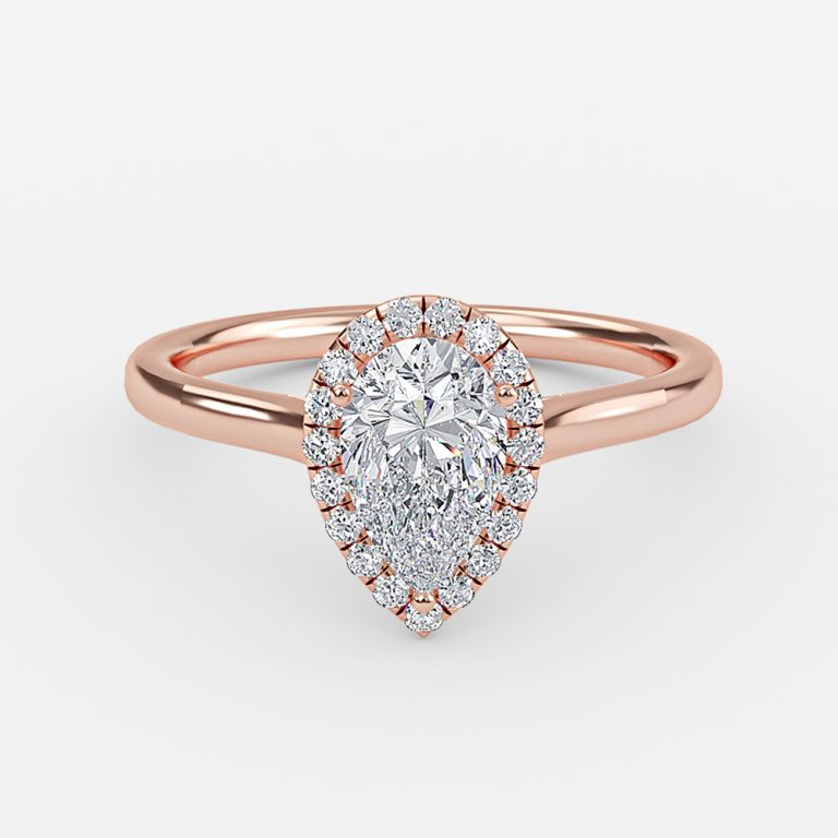 Louisa Pear Halo Moissanite Engagement Ring