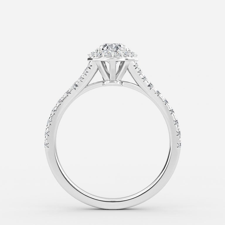 Dove Pear Halo Moissanite Engagement Ring