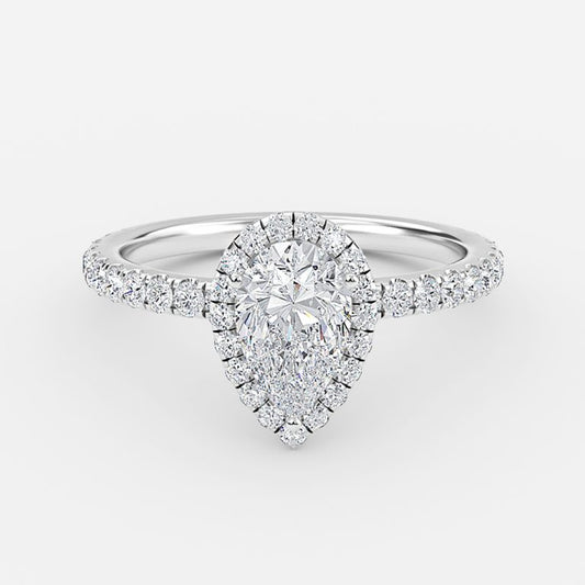 Lucia Pear Halo Moissanite Engagement Ring