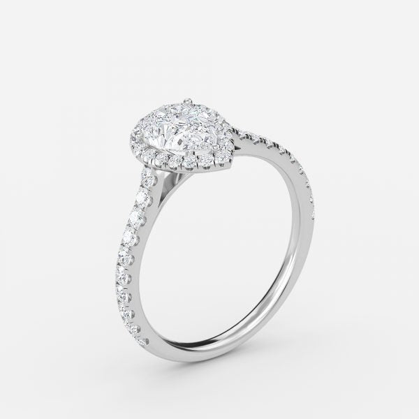 Joliette Pear Halo Moissanite Engagement Ring