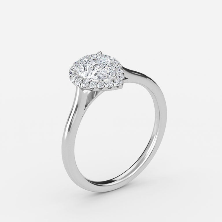 Louisa Pear Halo Moissanite Engagement Ring