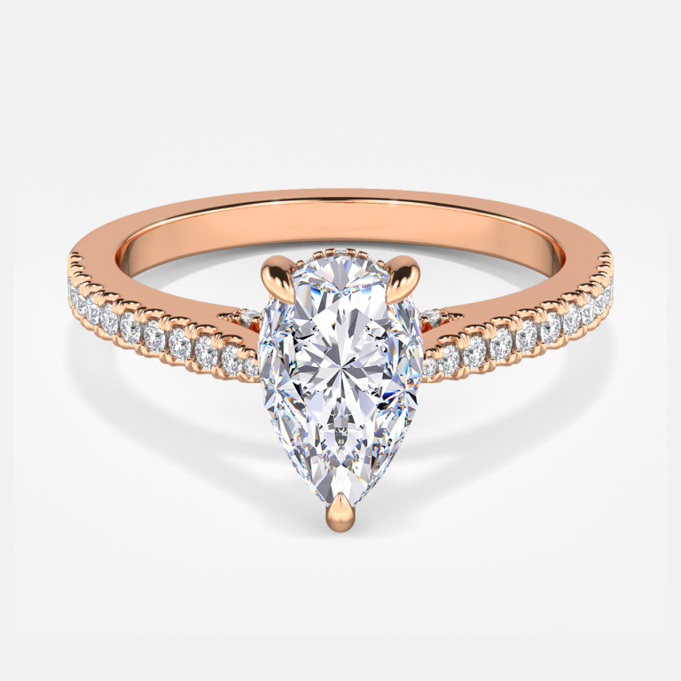 Yvette Pear Hidden Halo Moissanite Engagement Ring