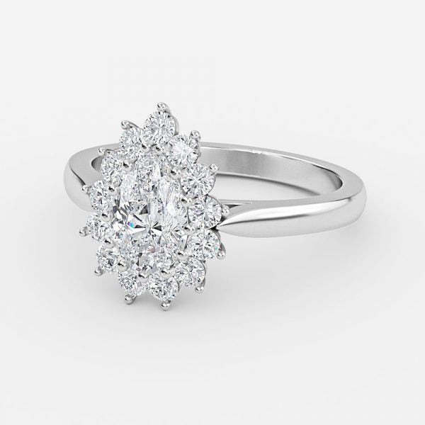 Vesper Pear Cluster Moissanite Engagement Ring